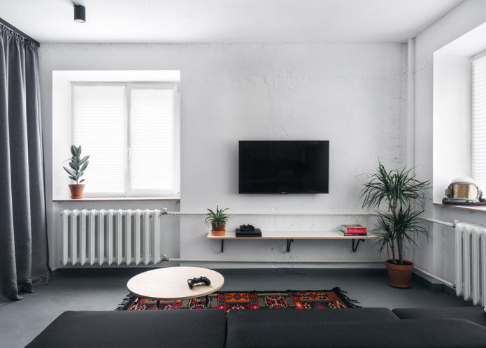 Interior de sala de estar estilo loft blanco