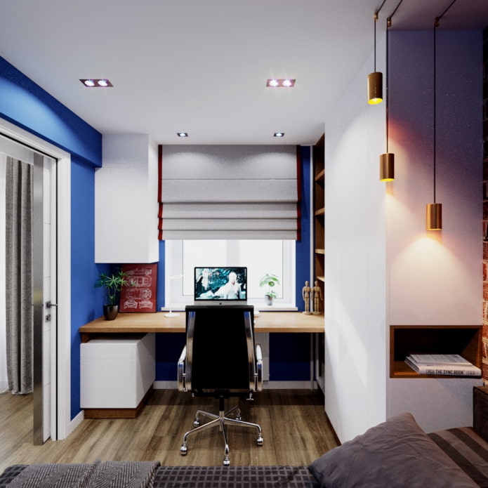 Dormitorio con zona de trabajo
