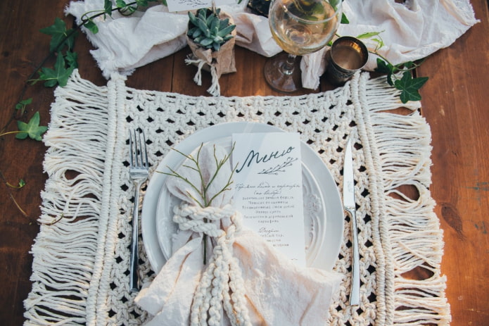 macrame table servilletero