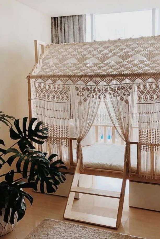 casa de juegos infantil de macramé