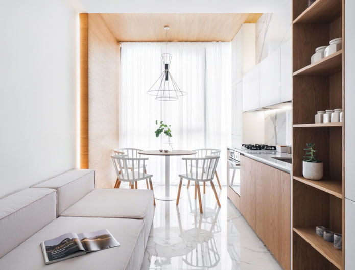 Interior de una pequeña cocina-salón