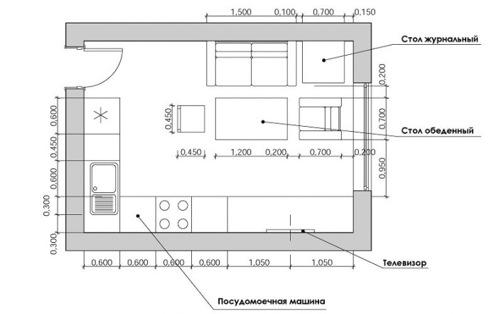 Distribución de la cocina-salón