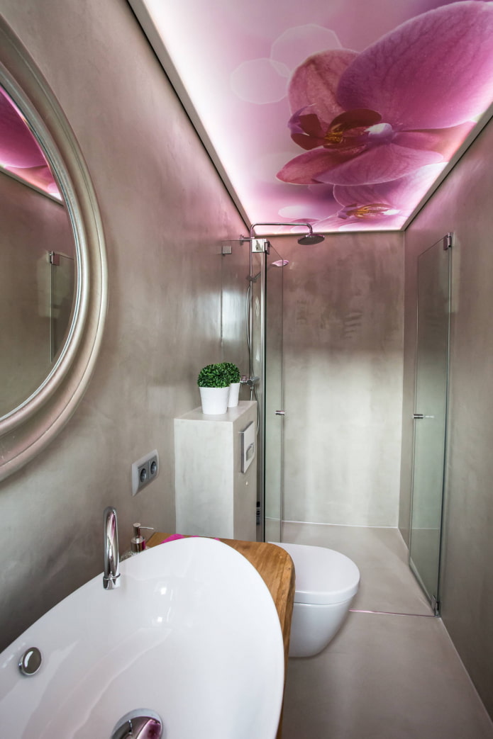 techo con orquídeas en el baño