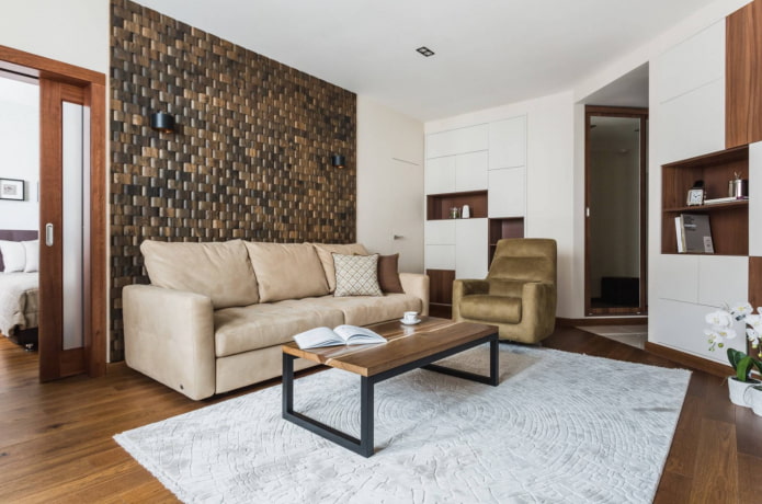 decoración de pared detrás del sofá
