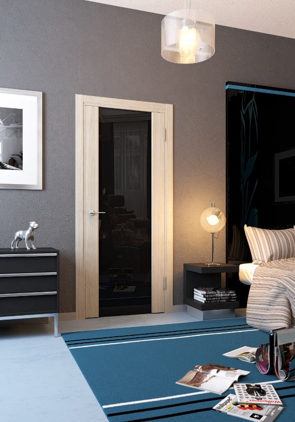 Puertas con vidrio negro en el interior