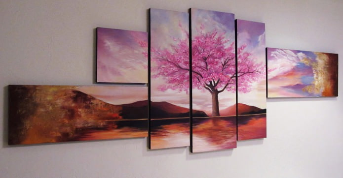 Cuadro modular moderno con la imagen de un árbol