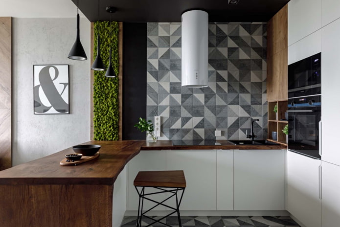 Cocina en forma de U con península