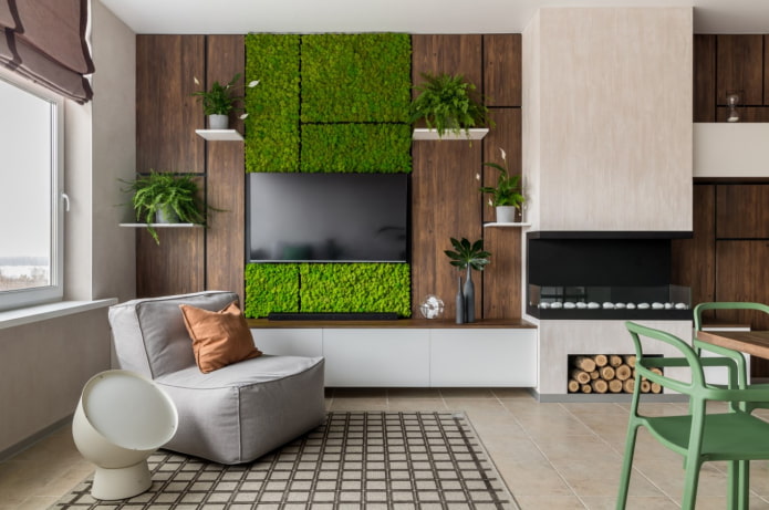 decoración de la pared con un televisor