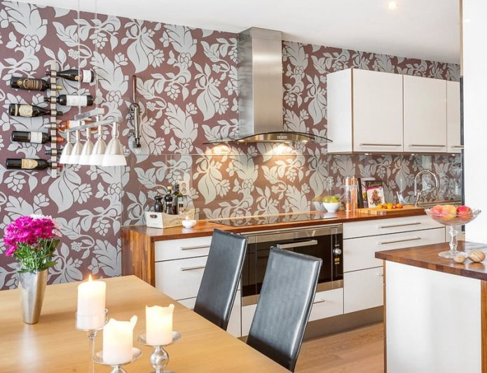 papel pintado en la cocina