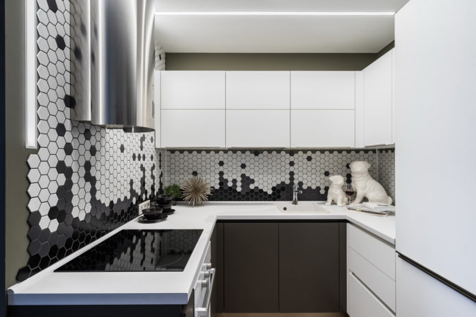 mosaico hexagonal en la cocina