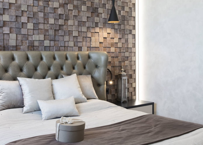 Mosaicos de madera en el dormitorio