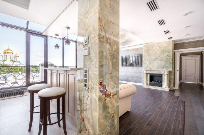 column finish with marble