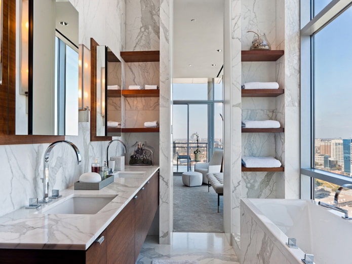 nichos para estanterías en el baño