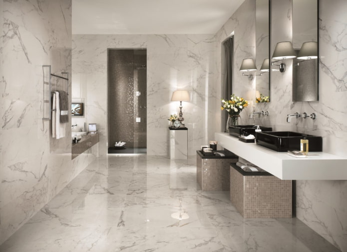 azulejos de porcelana efecto mármol en el suelo