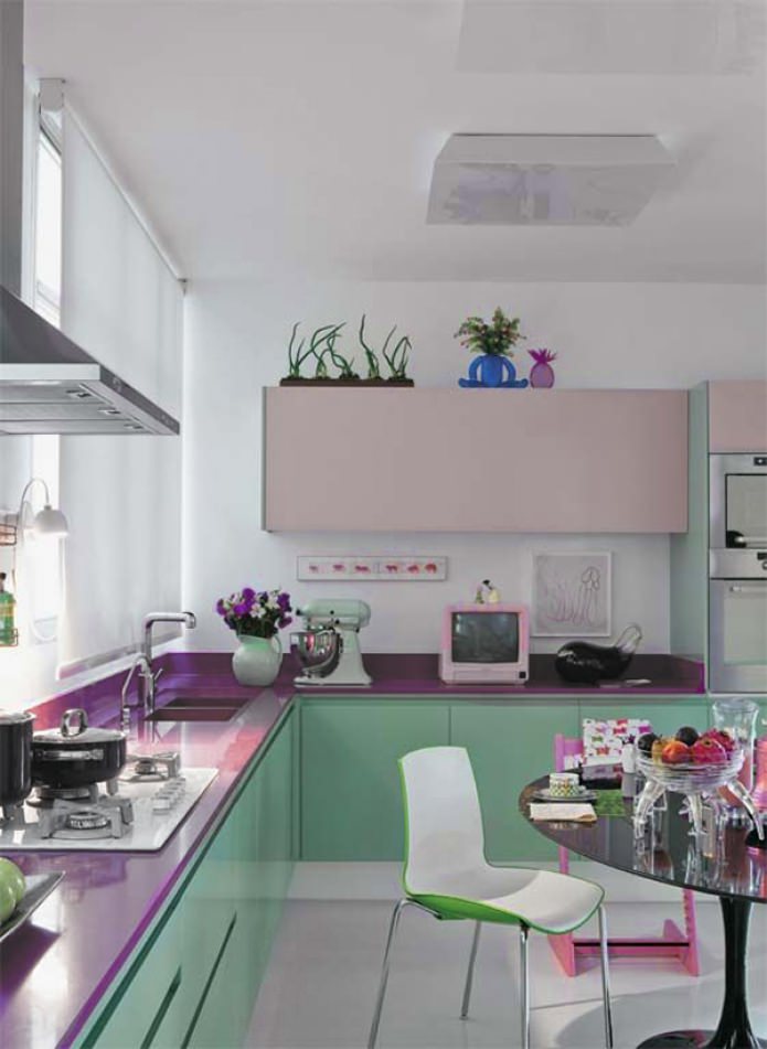 Cocina menta y lila