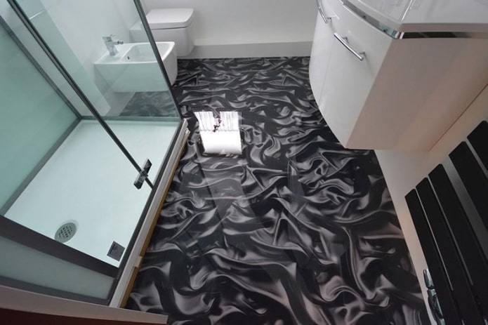 suelo negro en el baño