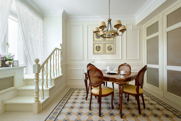 azulejos de suelo en el interior de estilo clásico