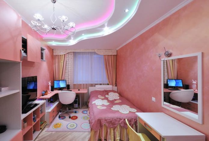Techo tensado en habitación infantil para niña