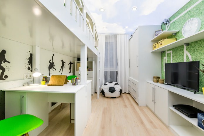Habitación infantil con cama en la segunda planta