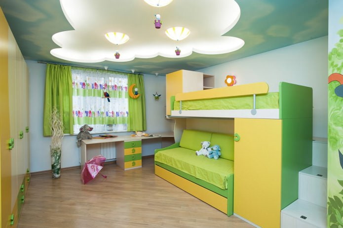 Techo tensado en el interior de una habitación infantil
