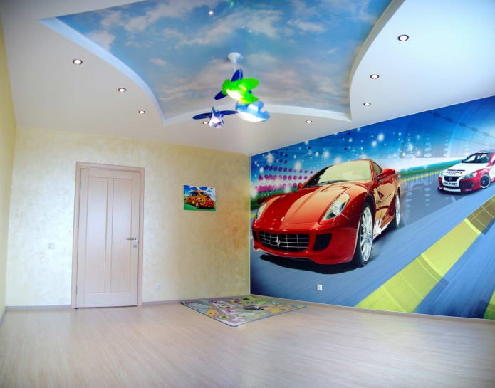 Techo tensado con impresión fotográfica en la habitación infantil