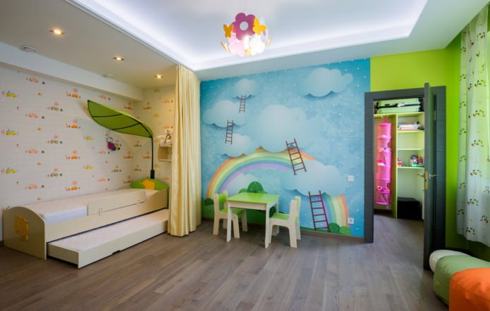 techo tensado en la habitación infantil (iluminación)