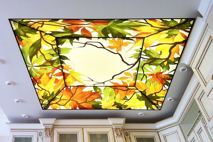 tela estirada con impresión fotográfica en forma de vitral