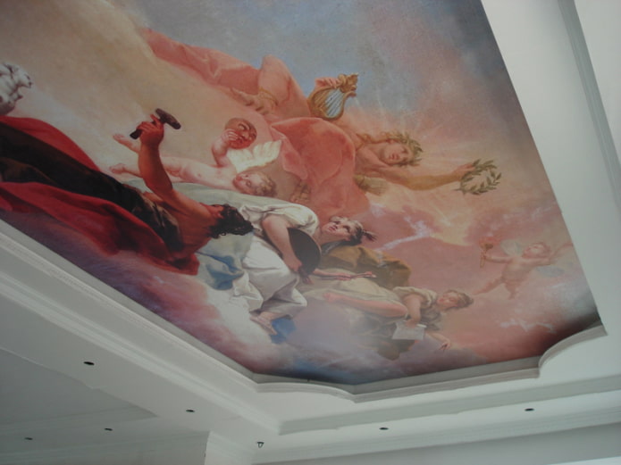 Techo tensado con impresión fotográfica en forma de fresco