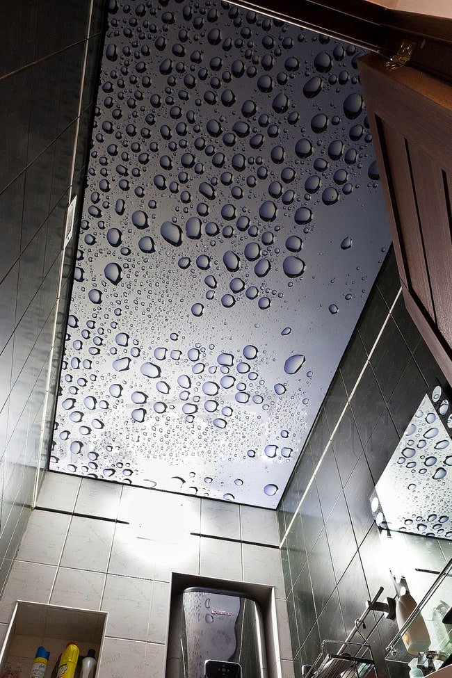 Techo tensado con impresión fotográfica en el baño