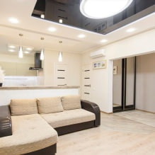Techos tensados en el salón: tipos, diseño, iluminación, 60 fotos del interior - 3