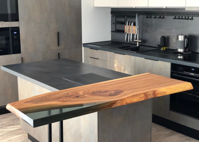 Encimera de madera y resina