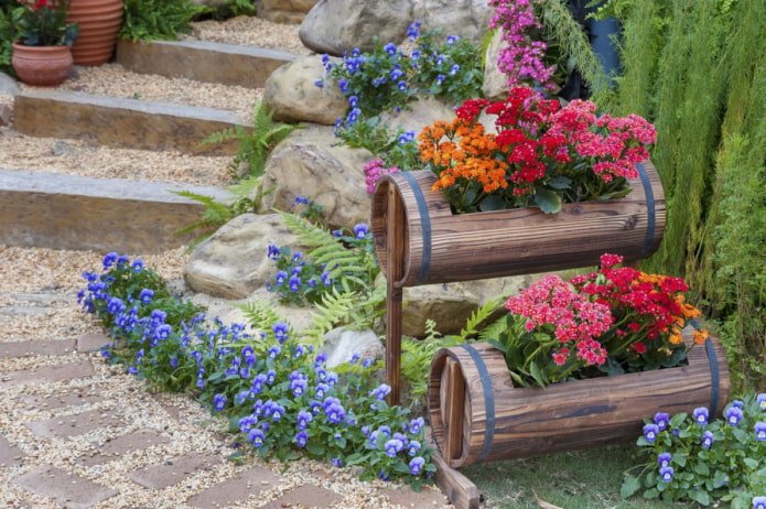 un parterre en un barril