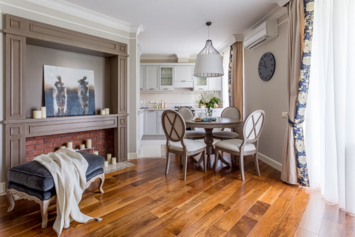 acabado de suelos en el interior de estilo neoclásico