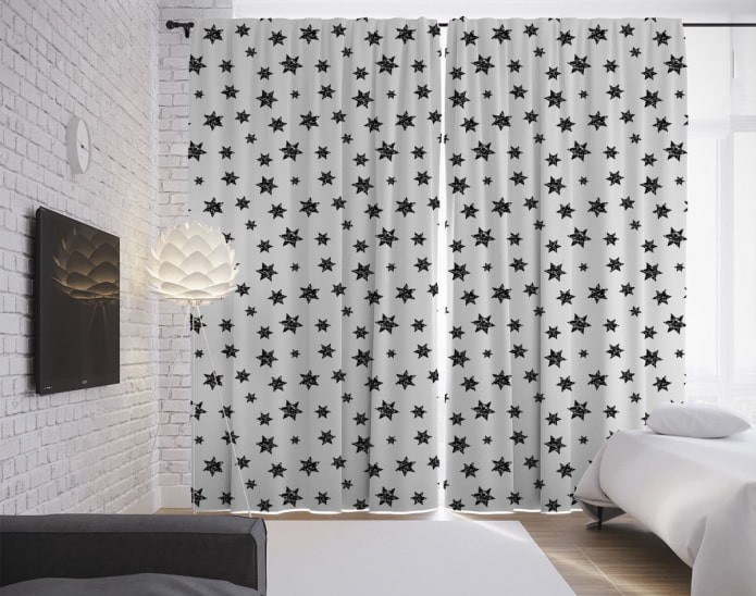 cortinas nocturnas con estampados de estrellas