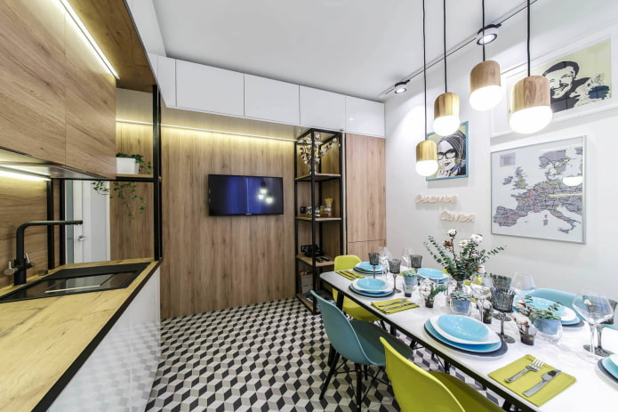 cocina con muebles de metal