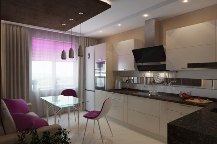 Mesa de cristal en el interior de la cocina