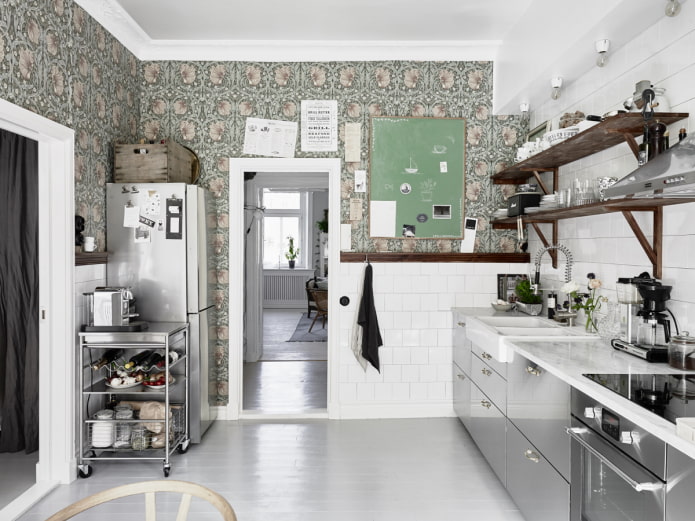 Papel pintado escandinavo en la cocina