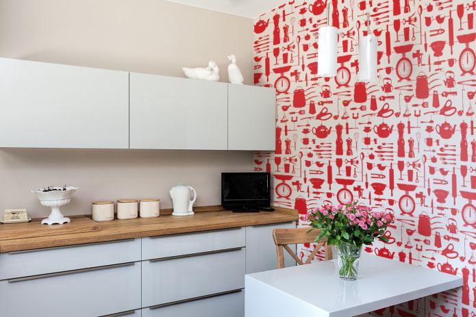 papel tapiz rojo para la cocina