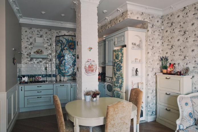 cocina-salón en una casa de campo