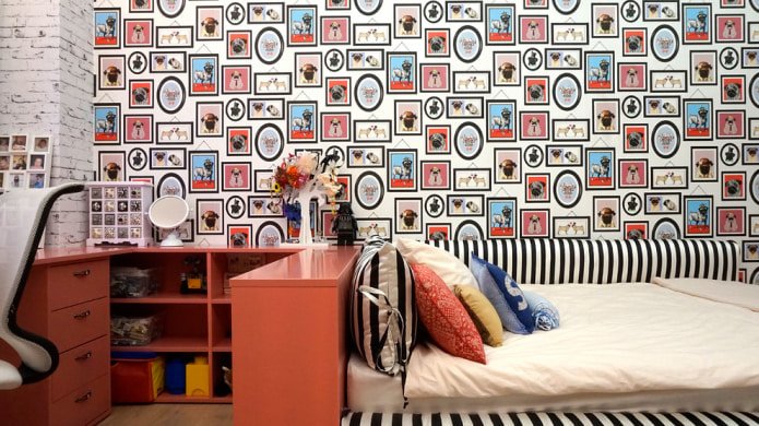 Papel pintado para una habitación infantil pequeña