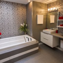 Papel pintado para el baño: ventajas y desventajas, tipos, diseño, 70 fotos del interior-15