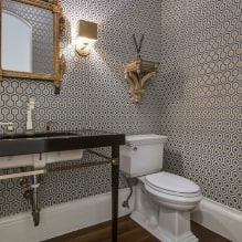 Papel pintado para el baño: ventajas y desventajas, tipos, diseño, 70 fotos del interior-23