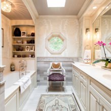 Papel pintado para el baño: ventajas y desventajas, tipos, diseño, 70 fotos del interior-17