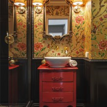 Papel pintado para el baño: ventajas y desventajas, tipos, diseño, 70 fotos del interior-14