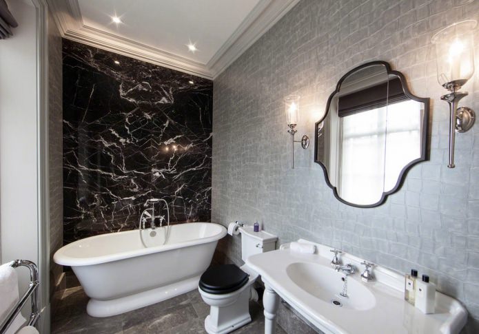 Papel pintado autoadhesivo con textura de piedra en el baño