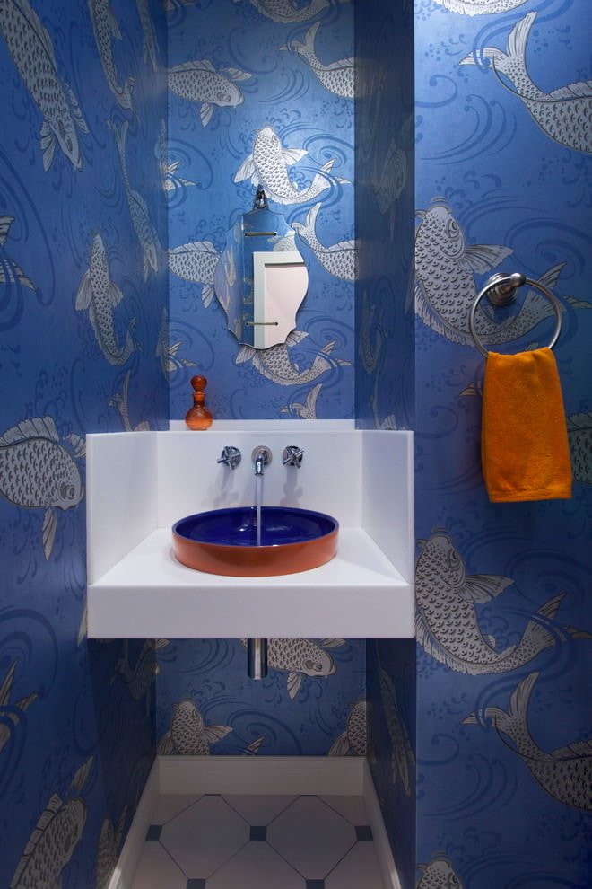 papel pintado vinílico azul