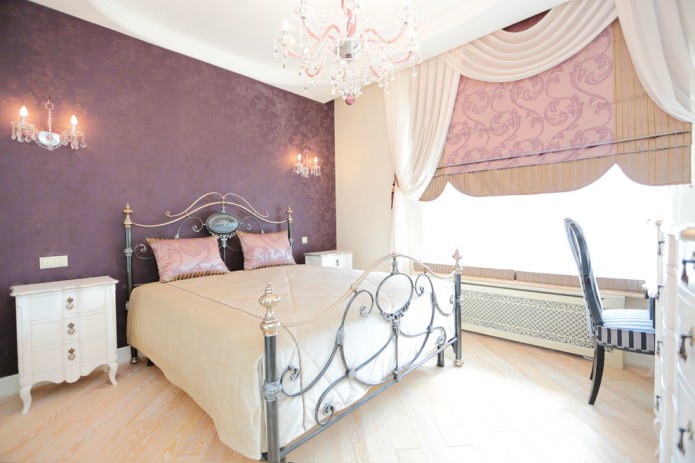 Cortinas lilas y blancas para el dormitorio