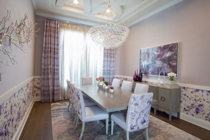 Cortinas de rayas lilas