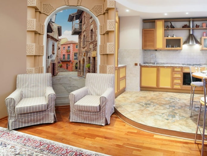 Papel pintado con efecto 3D en el interior