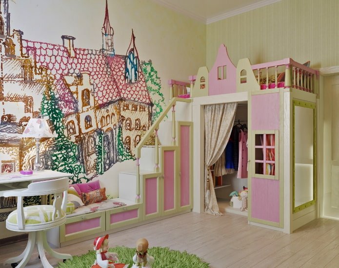 papel pintado de la ciudad en la habitación de los niños